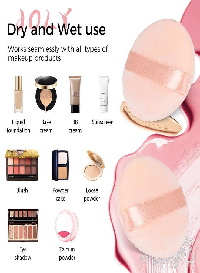 JOLY Powder Puff Face Makeup Soft Velour Beauty Blender Sponge for Loose Powder Foundation Setting Powder Puffs Reusable Stocking Stuffers for Women (6Pcs_Beige) - Image 3