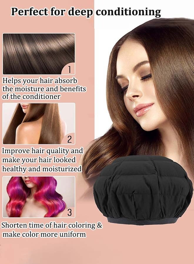 general Cordless Deep Conditioning Heat Cap, Microwavable Treatment Steaming Heat Cap for Thermal Spa Curly Hair, 100% Natural Cotton Flax seed Seed Interior (Black) - Image 3