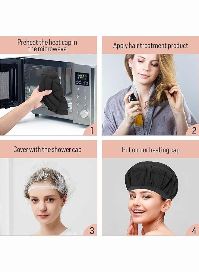 general Cordless Deep Conditioning Heat Cap, Microwavable Treatment Steaming Heat Cap for Thermal Spa Curly Hair, 100% Natural Cotton Flax seed Seed Interior (Black) - Image 5