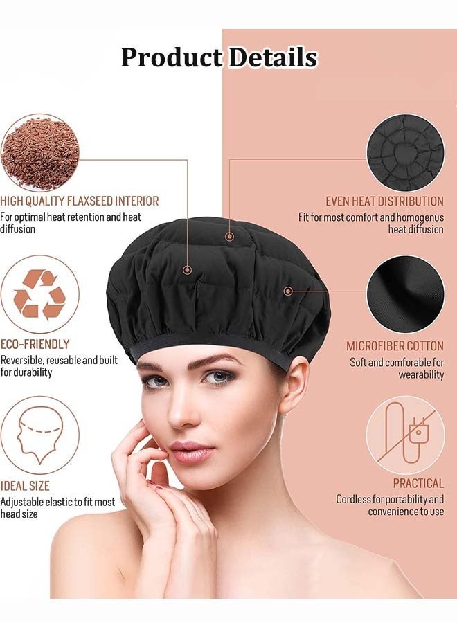 general Cordless Deep Conditioning Heat Cap, Microwavable Treatment Steaming Heat Cap for Thermal Spa Curly Hair, 100% Natural Cotton Flax seed Seed Interior (Black) - Image 4