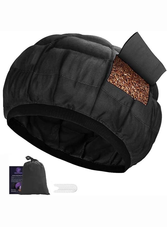 general Cordless Deep Conditioning Heat Cap, Microwavable Treatment Steaming Heat Cap for Thermal Spa Curly Hair, 100% Natural Cotton Flax seed Seed Interior (Black) - Image 1