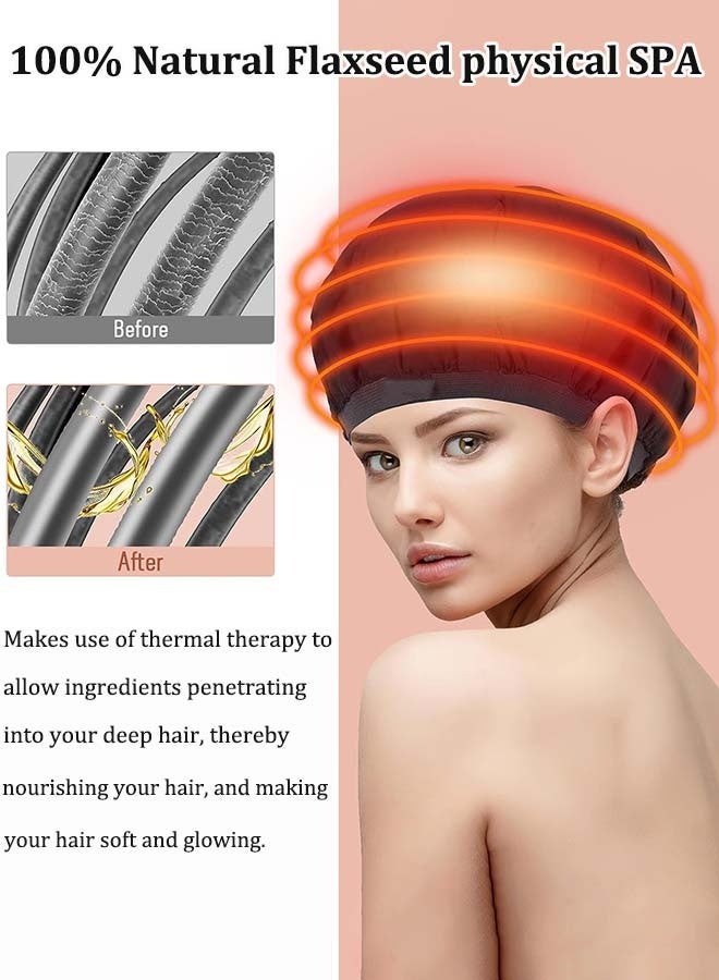 general Cordless Deep Conditioning Heat Cap, Microwavable Treatment Steaming Heat Cap for Thermal Spa Curly Hair, 100% Natural Cotton Flax seed Seed Interior (Black) - Image 2