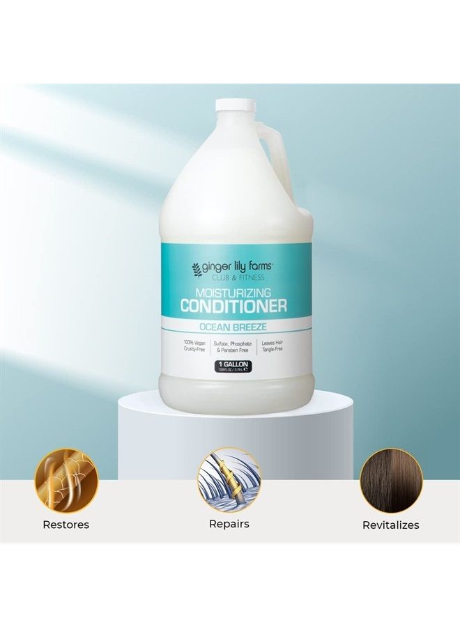 ginger lily farms Club & Fitness Moisturizing Conditioner for Dry Hair, 100% Vegan & Cruelty-Free, Ocean Breeze Scent, 1 Gallon (128 fl oz) Refill - Image 4