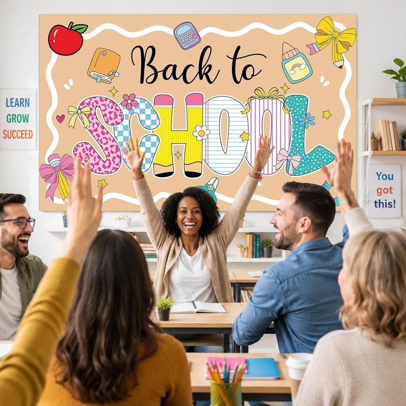 ARS Back to School Banner Backdrop, First Day of School Welcome Photography Background, Reusable School Party Decorations Banner for Teachers, Students, Classroom, Kindergarten & School Events - Image 2
