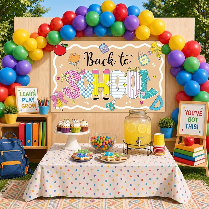 ARS Back to School Banner Backdrop, First Day of School Welcome Photography Background, Reusable School Party Decorations Banner for Teachers, Students, Classroom, Kindergarten & School Events - Image 4