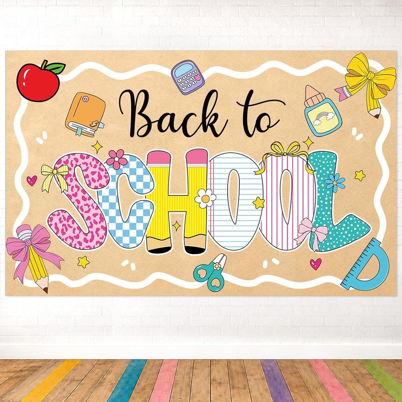 ARS Back to School Banner Backdrop, First Day of School Welcome Photography Background, Reusable School Party Decorations Banner for Teachers, Students, Classroom, Kindergarten & School Events - Image 1
