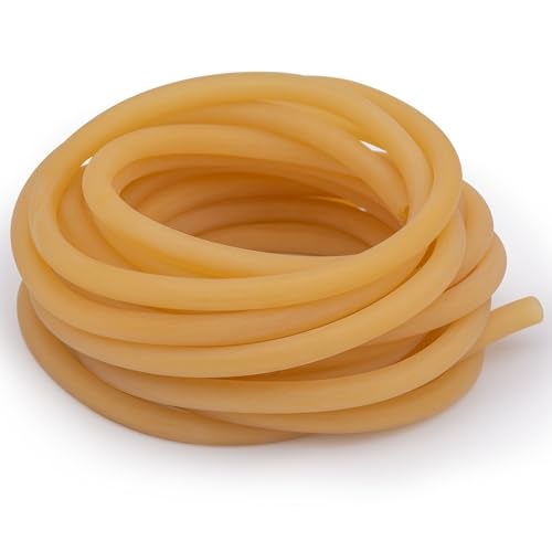 Famgee 16.4Ft Natural Pure Latex Rubber Tubing Tube Band Slingshot Catapult Surgical Laboratory Tube Rubber Hose Highly Elastic and Strong 1/4"IDx3/8"OD (6x9mm) - Image 1