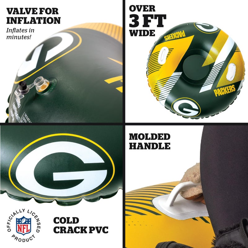 Bigmouth Green Bay Packers Nfl Fan Gear Outdoor Toys  Officially Licensed - Inflatble Snow Tube With Handles - Image 3
