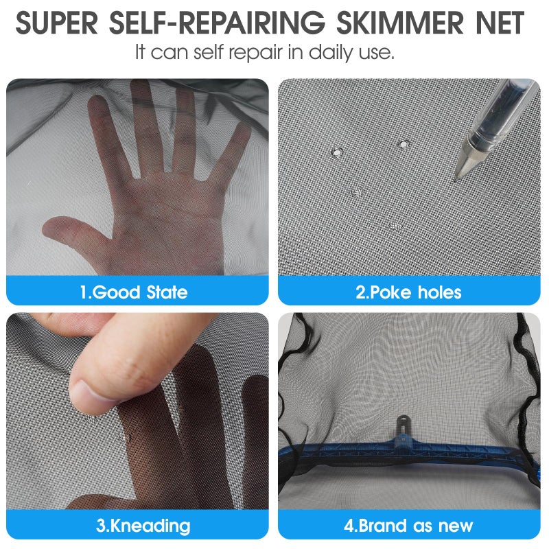 TidyMister Pool Skimmer Net with Self-Repair Fine Nylon Mesh Bag, Pool Leaf Rake for Above Ground Pools & In-ground Pools, Pool Nets for Cleaning - Original Series(No Pole) - Image 2