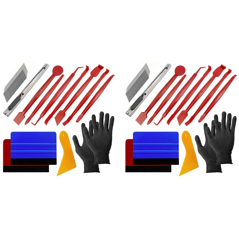 STHIRA Car Window Film Tint Tool Kit Vinyl Wraps Application and Removal with 2 Pairs Gloves Felt Squeegee Scraper Edge Trimmer Retractable Cutter for Car Wrap 2 PCS - Image 1