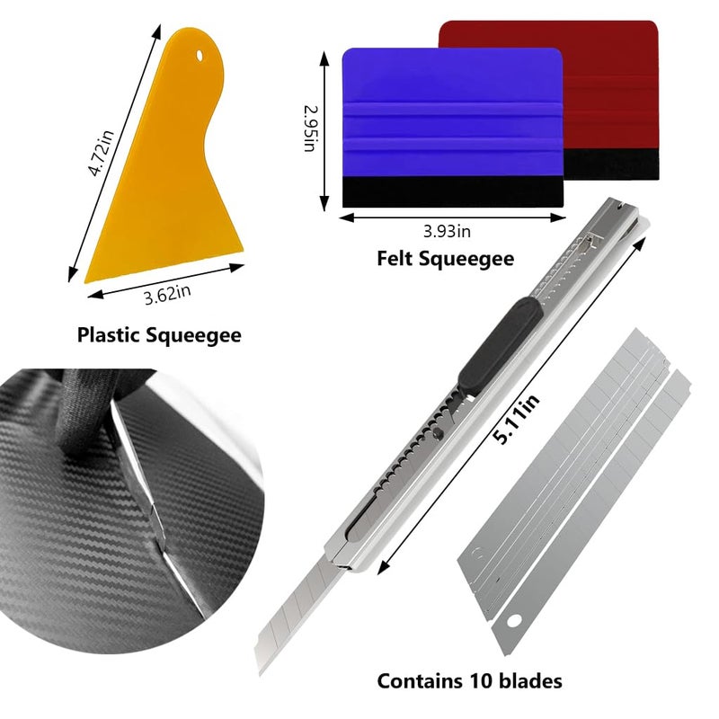 STHIRA Car Window Film Tint Tool Kit Vinyl Wraps Application and Removal with 2 Pairs Gloves Felt Squeegee Scraper Edge Trimmer Retractable Cutter for Car Wrap 2 PCS - Image 3