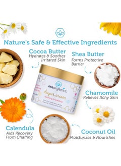Era Organics Diaper Rash Cream For Baby Extra Soothing And Moisturizing Baby Diaper Cream With Organic Aloe Vera Chamomile Calendula And More Gentle Baby Rash Cream Calming Zinc Oxide Cream  - Image 3