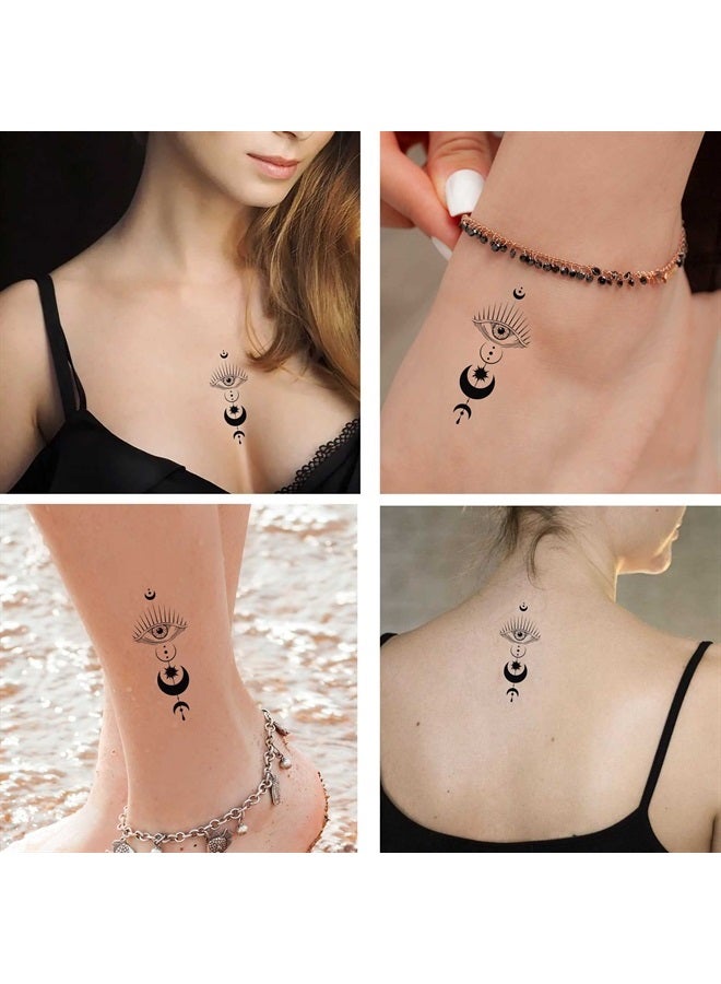Dopetattoo ستة أوراق من الوشم المؤقت للرجال والنساء عين سماوية قمر غامض للرجال وشم مؤقت للنساء للرقبة والذراع والصدر للنساء - Image 3