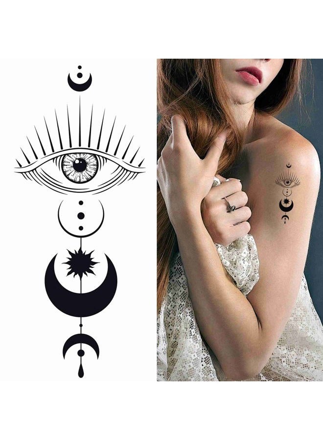 Dopetattoo ستة أوراق من الوشم المؤقت للرجال والنساء عين سماوية قمر غامض للرجال وشم مؤقت للنساء للرقبة والذراع والصدر للنساء - Image 2
