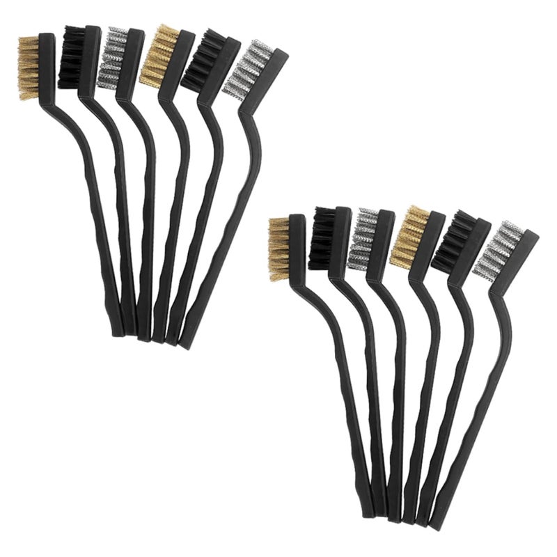 Curved Wire Brushes 12 Pack Steel Nylon Bristles for Rust Removal Deep Cleaning Narrow Spaces - Image 2
