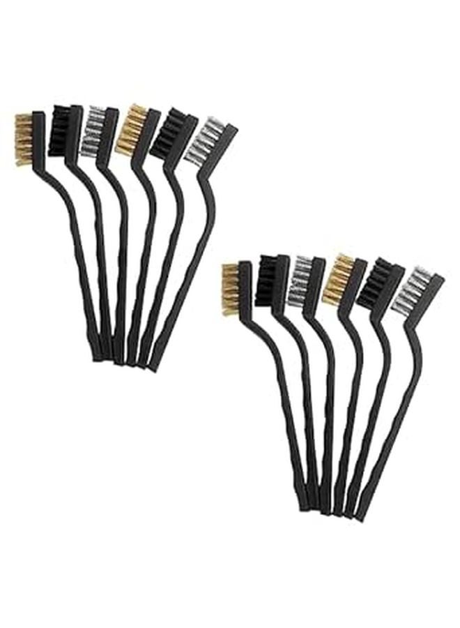 Curved Wire Brushes 12 Pack Steel Nylon Bristles for Rust Removal Deep Cleaning Narrow Spaces - Image 1