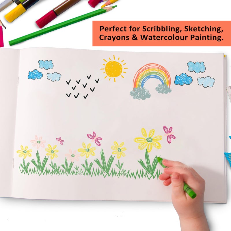 PaperO A4 Drawing Book for Kids - 40 Natural Shade Blank Pages | 29.7 x 21 cm | Plain Sketch Book for Students, Artists & Children | Ideal for Sketching, Coloring & Painting (Kids Aquarium Theme) - Image 2