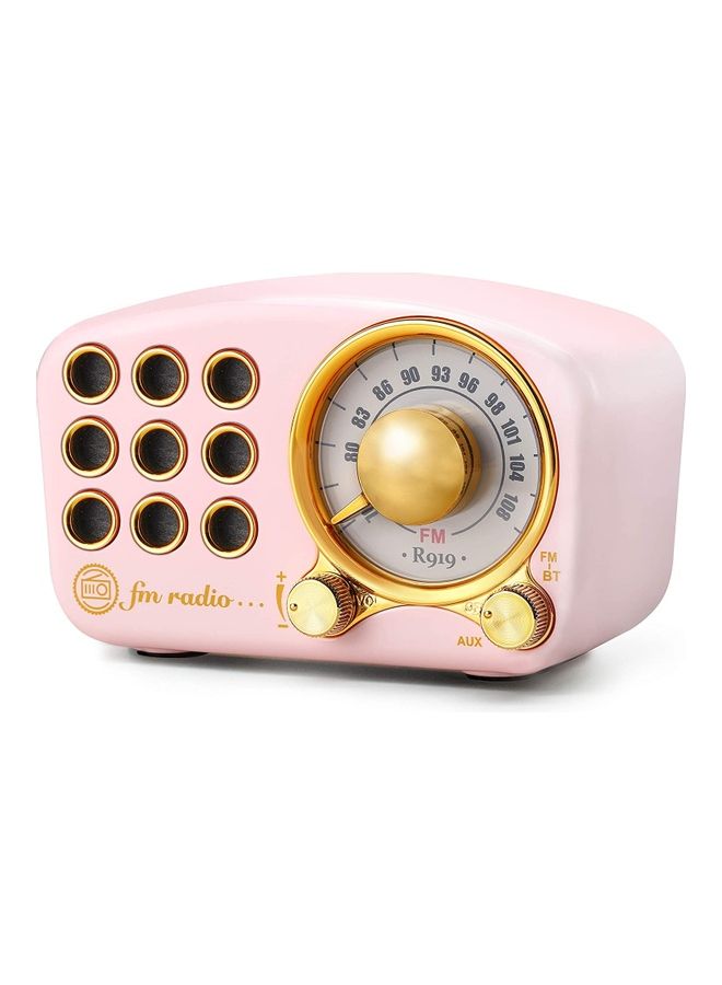 NIBEMINENT Vintage FM Radio Retro Speaker Pink  - Image 1