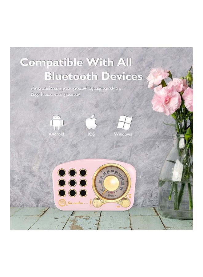 NIBEMINENT Vintage FM Radio Retro Speaker Pink  - Image 3