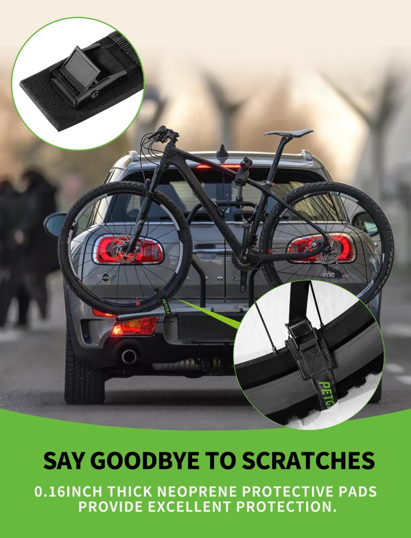 PETGILL EBike Rack Straps, 4 Pieces, 39 in (1 m) Length, 0.8 mm Width, 440 lbs (200 kg) Load Capacity, Clamp Lock Lashing Straps for All Bike Racks, Roof Racks & Kayaks(Packaging May Vary) - Image 2