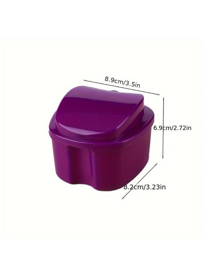Deep Blue Denture Storage Box With Built In Brush And Easy Open Hinge Design - Image 5