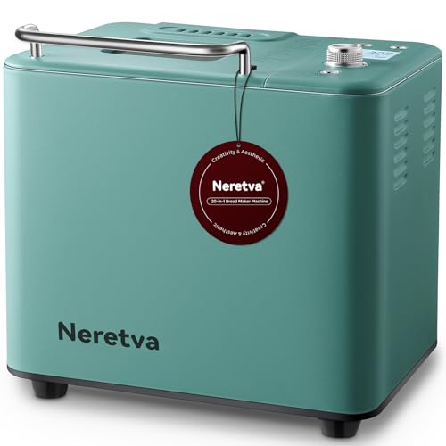 Neretva صانعة خبز نيريتفا، 20 في 1، آلة خبز بسعة 2 رطل، آلة خبز مزدوجة التسخين، أوتوماتيكية مع وعاء سيراميك غير لاصق، مؤقت 15 ساعة وإعداد الاحتفاظ بالحرارة لمدة 1 ساعة، ضوضاء منخفضة، صانعة خبز من الفولاذ المقاوم للصدأ - أخضر - Image 1