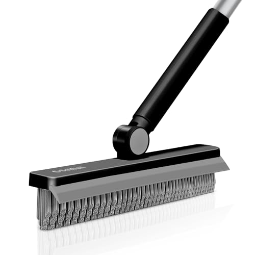 SetSail Grout Cleaner Brush with Long Handle VShaped Floor Scrub Brush Swivel Grout Brush Stiff Bristle Floor Grout Scrubber for Bathroom Tile Line Crevice Kitchen Wall Deck Garage Black Grey - Image 1