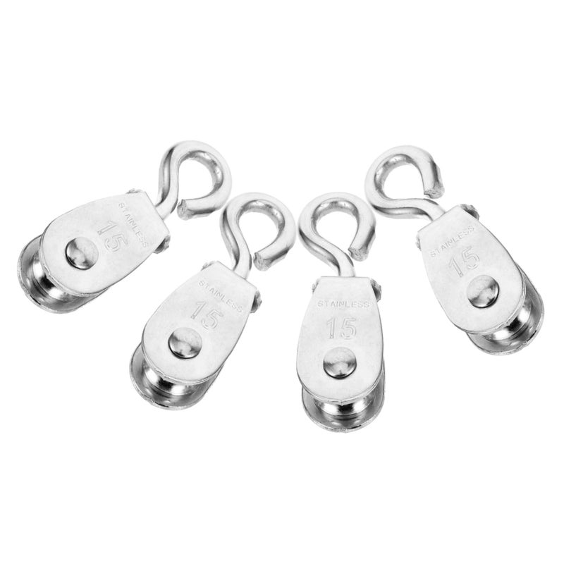 4 Pcs Steel Wire Rope Hoist Pulley System with Swivel Hook for Garage Lifting DIY - Image 2