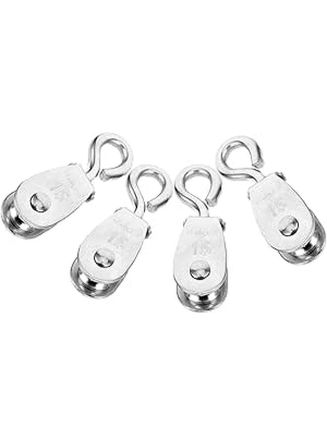 4 Pcs Steel Wire Rope Hoist Pulley System with Swivel Hook for Garage Lifting DIY - Image 1