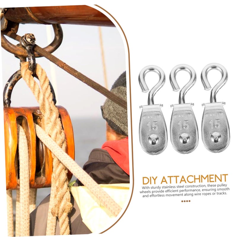 4 Pcs Steel Wire Rope Hoist Pulley System with Swivel Hook for Garage Lifting DIY - Image 3