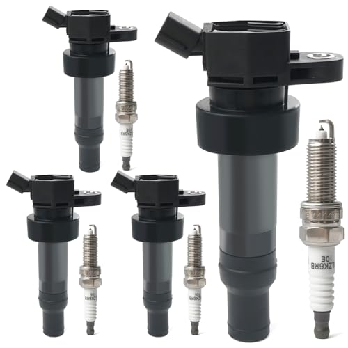BELKEBIR Set of 4 Ignition Coil Packs & Iridium Spark Plugs Compatible with 1.6L L4 2012-2019 Kia Soul Rio, 2012-2019 Hyundai Accent, 2012-2017 Hyundai Veloster Replace UF652 273012B100 93815 SILZKR6B10E C1803 - Image 1