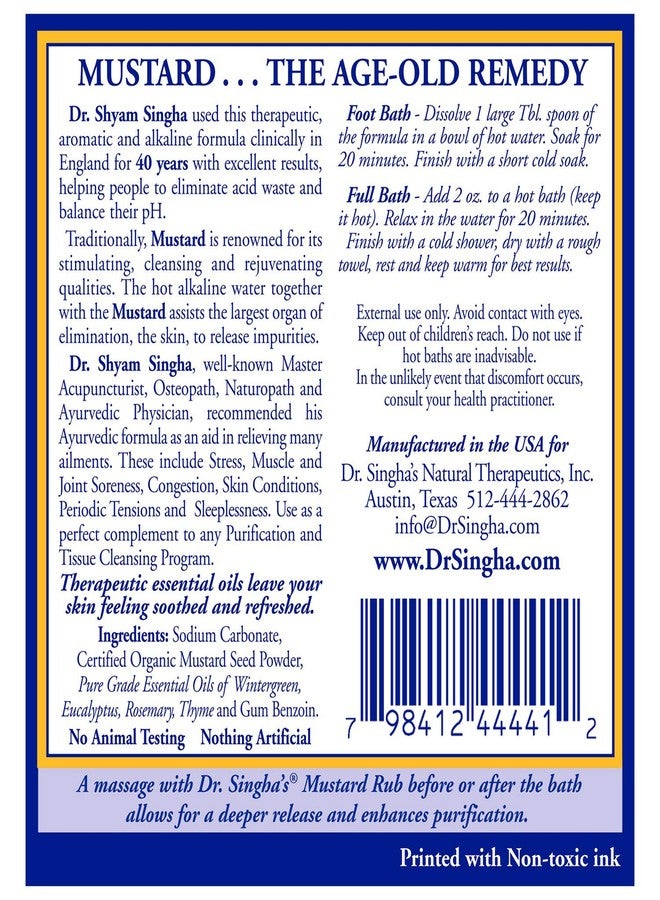 Dr. Singha's Mustard Bath, Therapeutic Bath Salts, 2 Oz - Image 2
