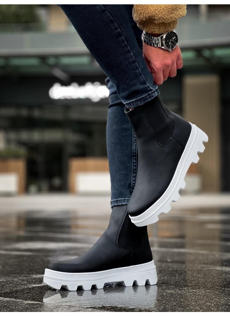 KnACK - High Sole Chelsea Boots 113 Black (White Sole) - Image 1