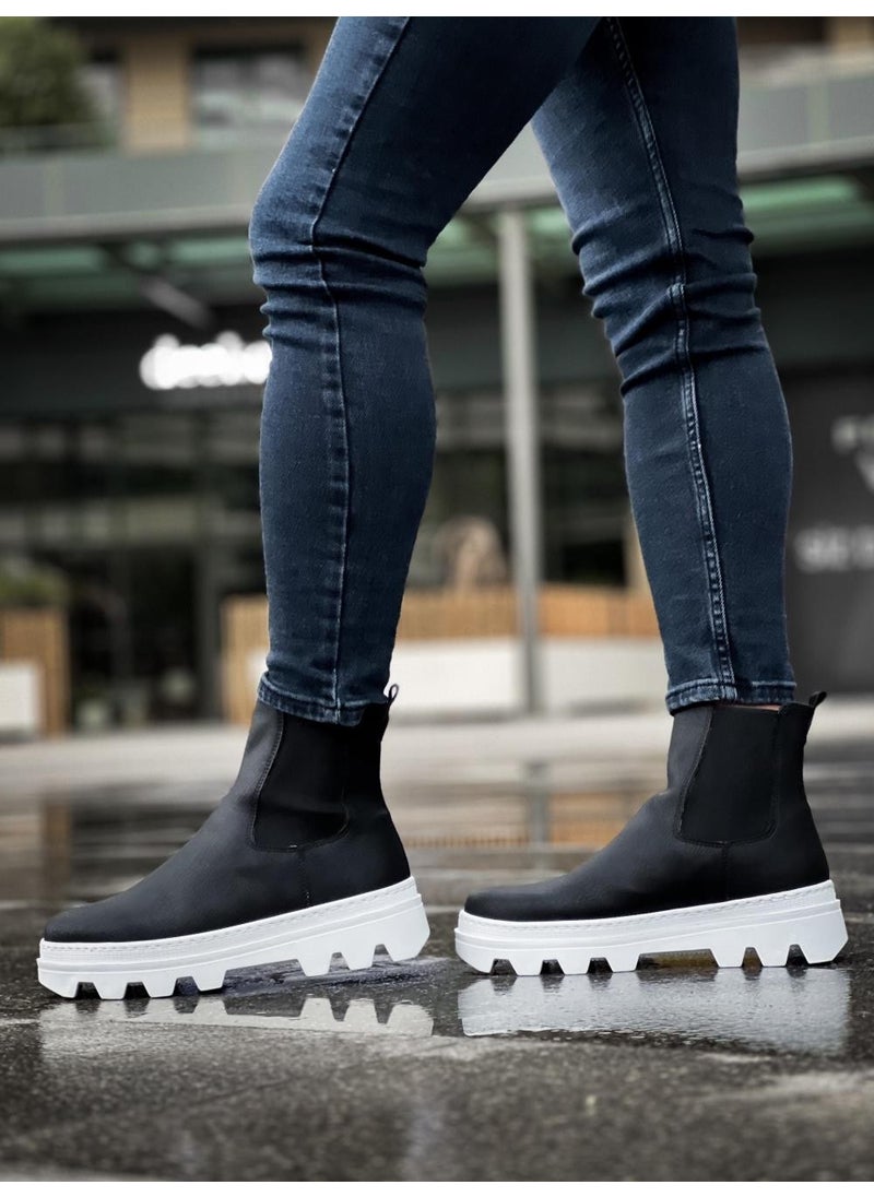 KnACK - High Sole Chelsea Boots 113 Black (White Sole) - Image 1