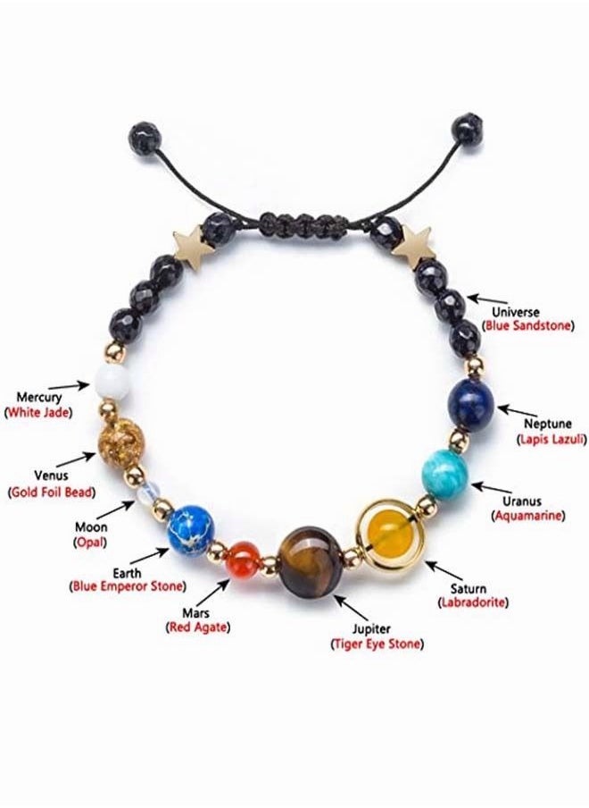DURKU - Women Solar System Bracelet Universe Galaxy The Eight Planets Guardian Star Natural Stone Beads Bracelet Bangle Gifts for Girls - Image 1