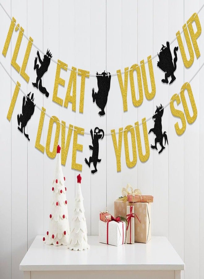 WFKLDF I'll Eat You Up I Love You So Banner Wild Birthday Party Decorations Baby Boy Wild One Party Decoration Boy 1st Birthday Party Supplies Black - Image 4