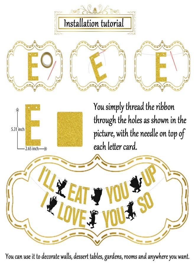 WFKLDF I'll Eat You Up I Love You So Banner Wild Birthday Party Decorations Baby Boy Wild One Party Decoration Boy 1st Birthday Party Supplies Black - Image 2