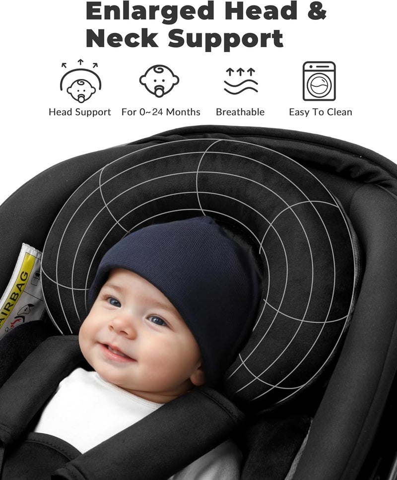 TinlyFinly Infant Car Seat Insert with Removable Cushion for Preemie to Toddler, Reversible Newborn Carseat Insert for Baby Head Body Support, Fits for Stroller, Baby Swing, Bouncer (Pure Black) Versatile application - Image 3