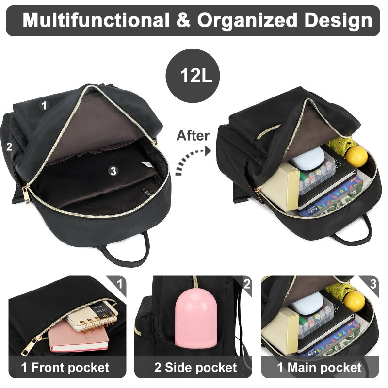 BTOOP Mini Backpack Women Girls 13'' Water-resistant Small Backpack Purse Shoulder Bag for Womens Adult Kids School Travel - Image 5
