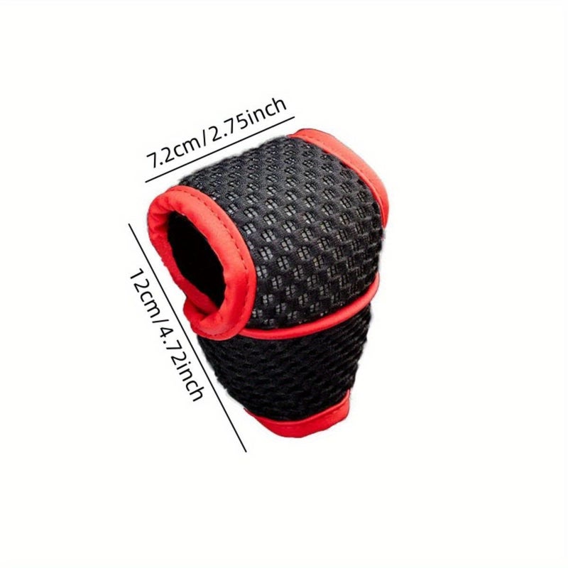 Red Gear Shift Knob Cover Universal Fit For Manual And Automatic Cars With Side Button Feature Enhances Interior Design - Image 2