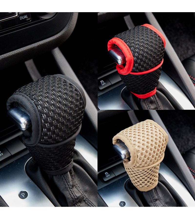 Red Gear Shift Knob Cover Universal Fit For Manual And Automatic Cars With Side Button Feature Enhances Interior Design - Image 3