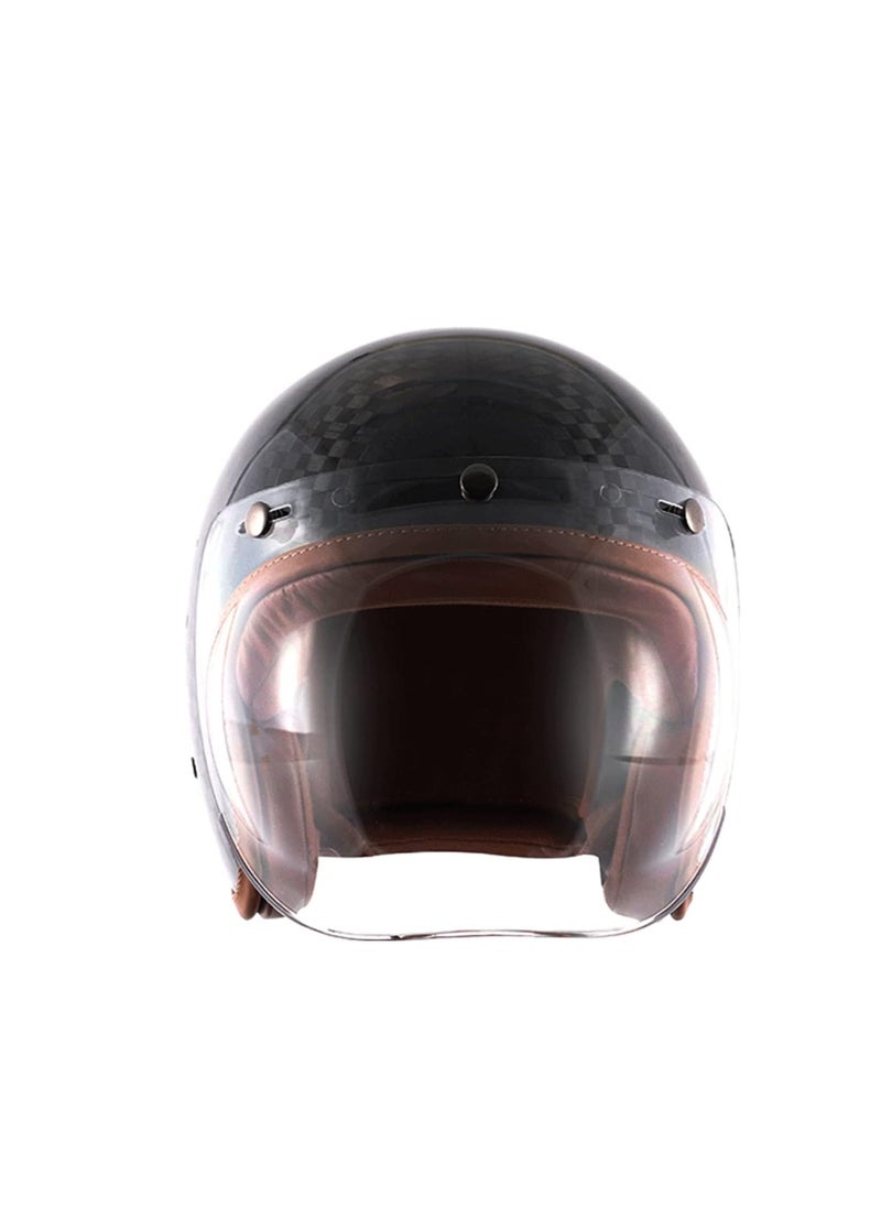 AXOR - Axor Retro Jet Big Checks Carbon With Bubble Visor Helmet - Image 1