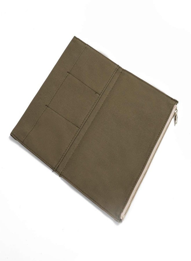 Moterm Canvas Zipper Pocket for Travelers Notebook, 1 Insert Pouch Refill for TN Accessories Standard Size Paper Card Holder Storage Bag (Olivegreen) - Image 2