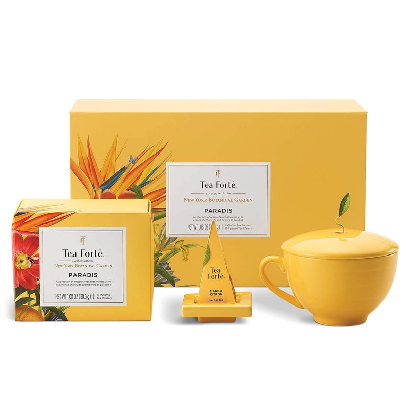 Tea Forte Gift Set with Cafe Cup Tea Tray Mini Presentation Box with 10 Handcrafted Pyramid Infuser Tea Bags Paradis Tea - Image 3