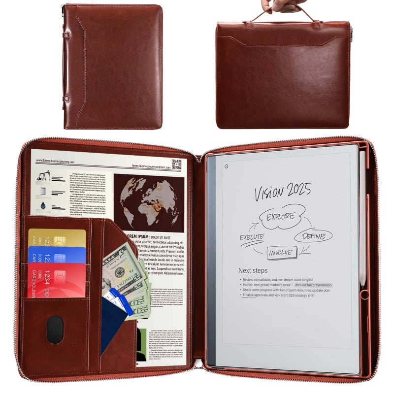 E NETCASE Case for Remarkable 2 Tablet 103 inch 2020 Released Business Handheld Design Upgraded PU Leather Cover for Remarkable 2 Digital Paper with Zipper Pen Holder Brown