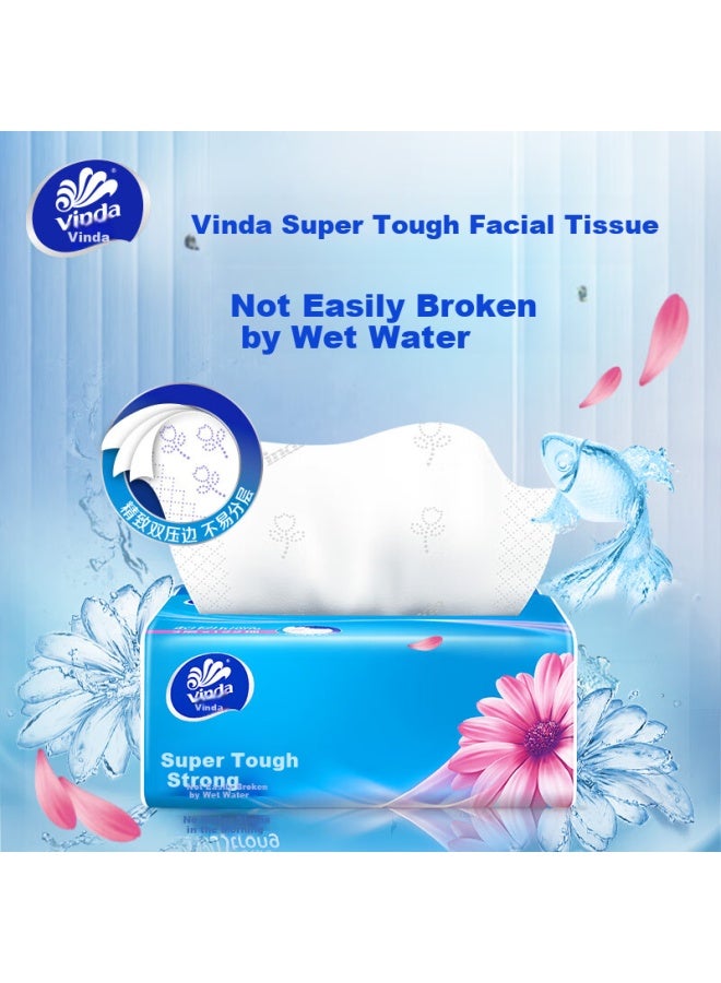 Vinda Facial Tissues, Extra Strong 3-ply 122 Sheets*20 Packs, Toilet Paper Tissue Paper Bulk Pack - Image 1
