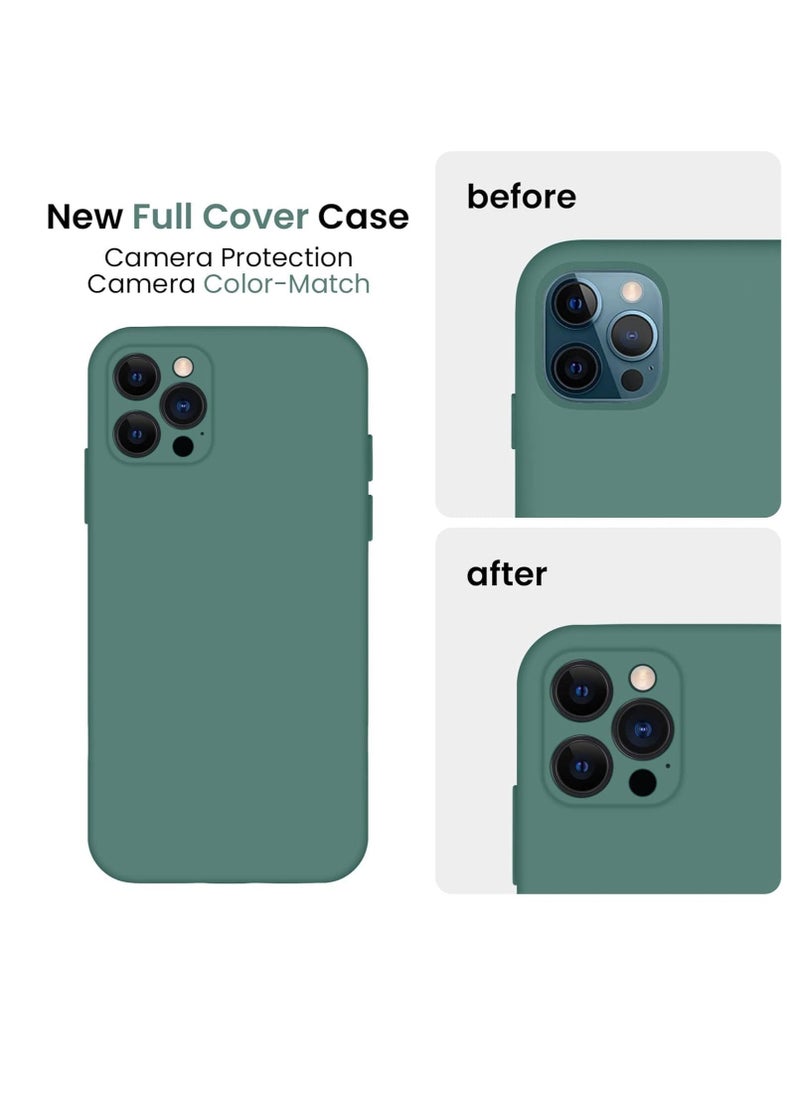 Raxoom Upgraded Silicone Case for iPhone 12 Pro 6.1" - Midnight Green, Enhanced Camera Protection, Soft Anti-Scratch Microfiber Lining - Image 3
