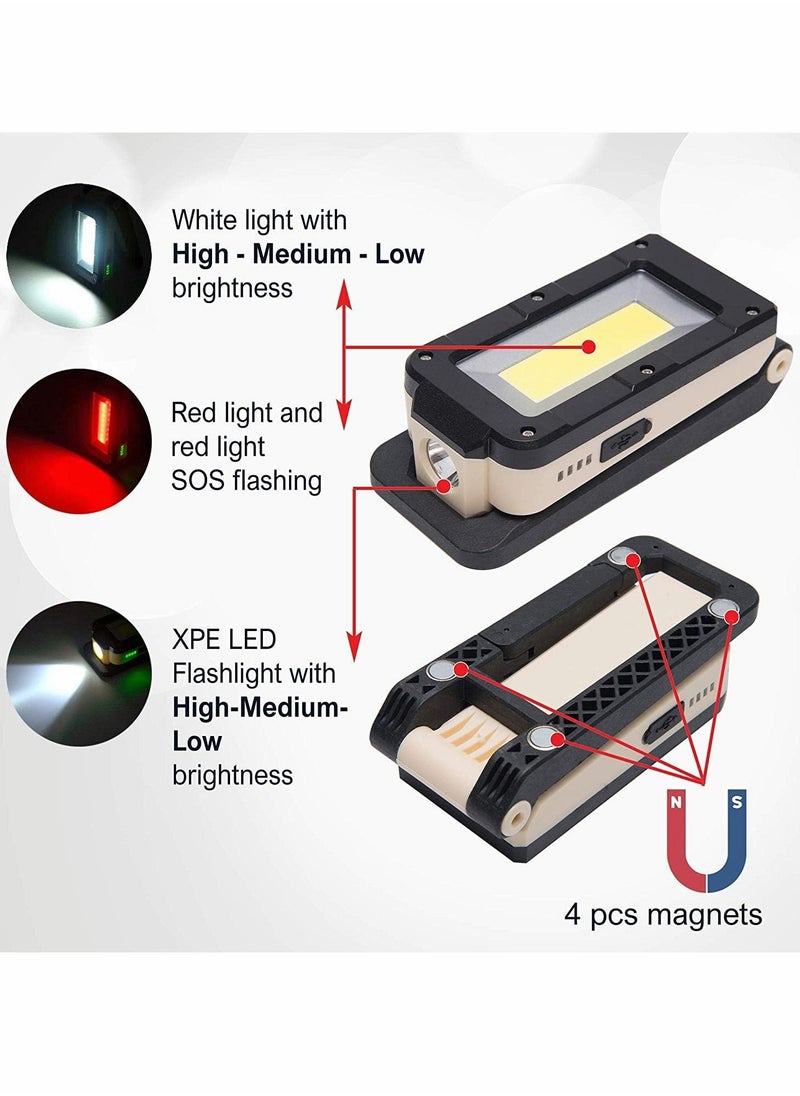 LED Work Light, Magnetic Rechargeable COB Inspection Lamp Magnetic Work Light with Hanging Hook, 4 Lighting Modes, Job Site Lighting for Car Repairing Emergency Camping Mountain Climbing - pzsku/ZF8C32E7DF417D2EF30D4Z/45/_/1695822932/382abc68-605b-4286-a265-b4ca431070ea