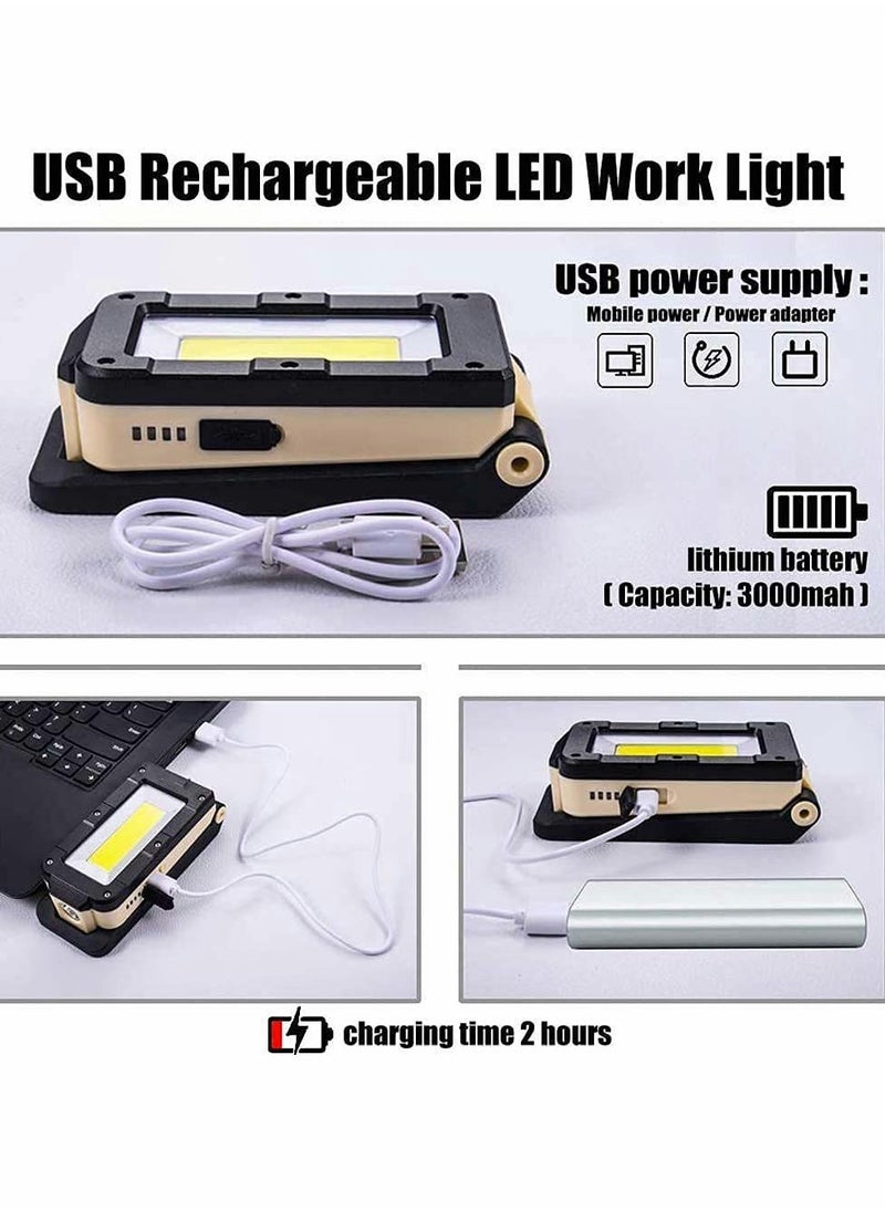 Excefore LED Work Light, Magnetic Rechargeable COB Inspection Lamp Magnetic Work Light with Hanging Hook, 4 Lighting Modes, Job Site Lighting for Car Repairing Emergency Camping Mountain Climbing  - Image 2