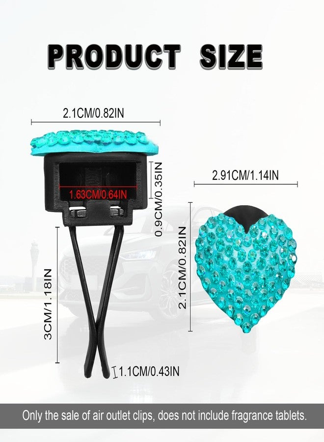 RBOKO 2Pcs Car Air Vent Clip, Bling Crystal Heart Charms Car Air Vent Clips, Car Air Conditioning Outlet Clip Decorative, Car Interior Decoration Accessories Universal for Women and Man (blue) - Image 2